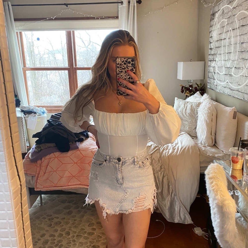 Ripped Jean Skirt